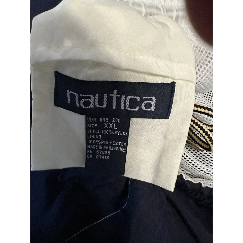 NWT Nautica Men swim trunks shorts red blue color block drawstring Size XXL